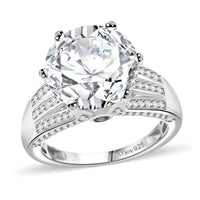 Moissanite, Ceylon Blue Sapphire Ring in Platinum Over Sterling Silver (Size 10.0) 6.50 ctw