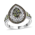 Green and White Diamond Ring in Rhodium Over Sterling Silver 1.00 ctw (Del. in 8-10 Days) - Sticky add to cart bar