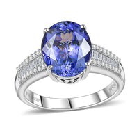 Rhapsody 950 Platinum AAAA Tanzanite, Diamond (E-F, VS) (0.30 cts) Ring (Size 9.0) 4.35 ctw