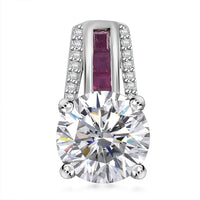 Moissanite and Niassa Ruby (FF) 2.85 ctw Pendant Necklace in Platinum Over Sterling Silver