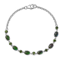 Canadian Ammolite and Chrome Diopside Bracelet in Platinum Over Sterling Silver (7.25 In) 0.90 ctw