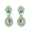 Tsavorite Garnet and Zircon Dangle Earrings in Platinum Over Sterling Silver 1.10 ctw - Sticky add to cart bar