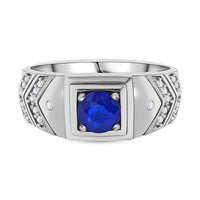 Tanzanian Blue Spinel (DF), White Zircon Ring in Rhodium Over Sterling Silver (Size 5.5) 1.50 ctw