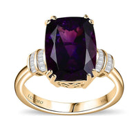 Luxoro 10K Yellow Gold AAA Moroccan Amethyst, Diamond (G-H, I2) (0.15 cts) Ring (Size 10.0) 7.35 ctw