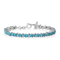 Premium Sleeping Beauty Turquoise and Malgache Neon Apatite Star Fish Motif Bracelet in Rhodium Over Sterling Silver (7.25 In) 7.10 ctw - Sticky add to cart bar