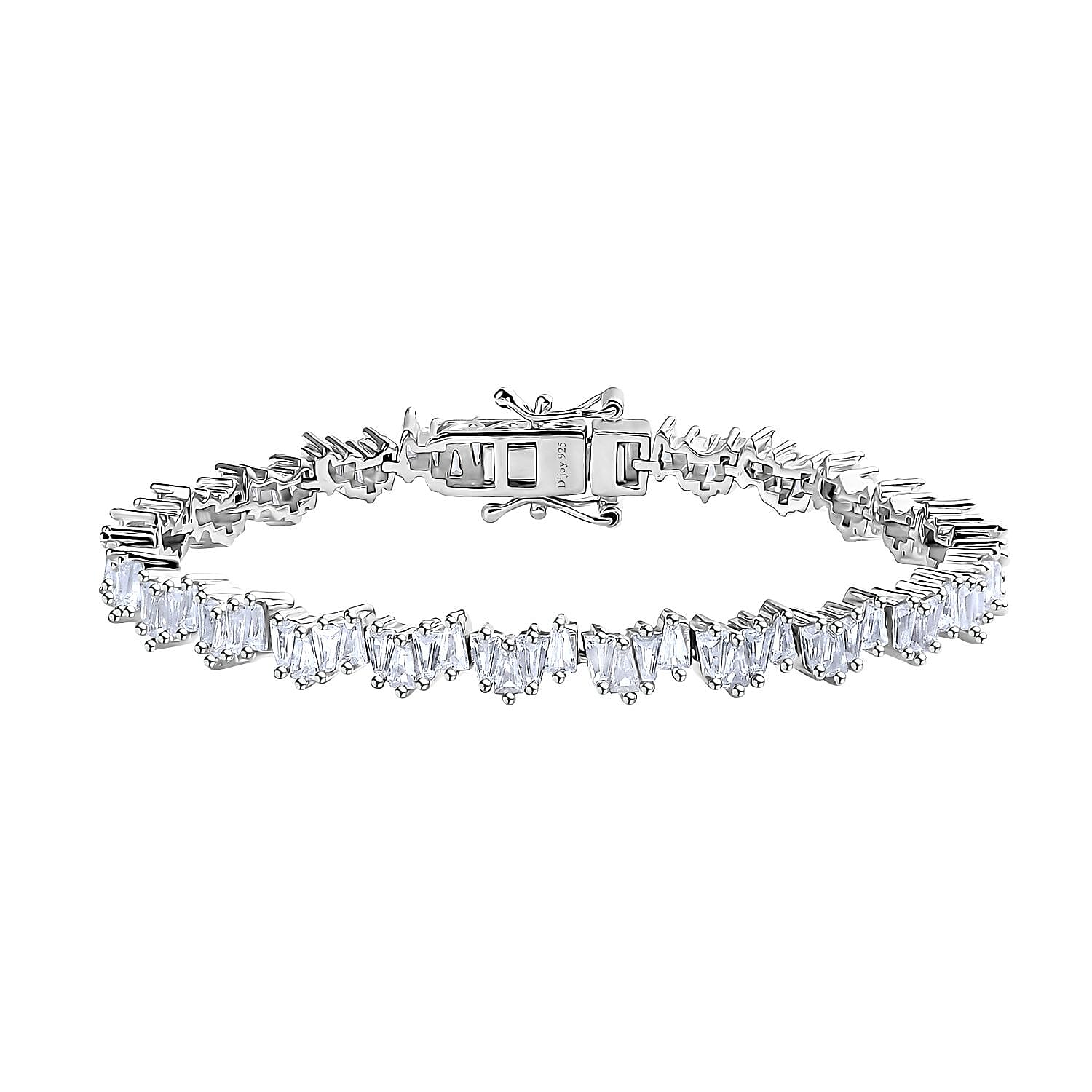 One Time Only White Zircon Bracelet in Rhodium Over Sterling Silver (8.00 In) 15.10 ctw