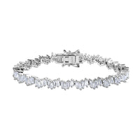One Time Only White Zircon Bracelet in Rhodium Over Sterling Silver (8.00 In) 15.10 ctw
