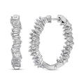 White Zircon Hoop Earrings in Rhodium Over Sterling Silver 4.75 ctw - Sticky add to cart bar