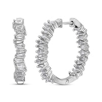 White Zircon Hoop Earrings in Rhodium Over Sterling Silver 4.75 ctw
