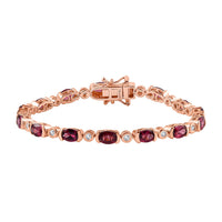 Premium Tanzanian Wine Garnet, Moissanite Link Bracelet in 18K Vermeil RG Over Sterling Silver (6.50 In) 7.80 ctw