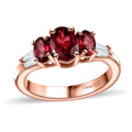 Tanzanian Wine Garnet, Moissanite Ring in Vermeil RG Over Sterling Silver (Size 10.0) 1.50 ctw - Sticky add to cart bar