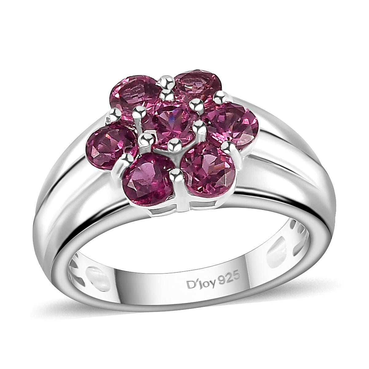 Tanzanian Wine Garnet Floral Ring in Rhodium Over Sterling Silver (Size 10.0) 1.50 ctw