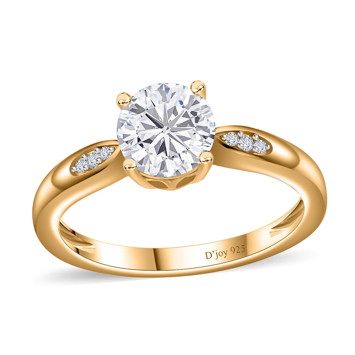Moissanite Ring in Vermeil Yellow Gold Over Sterling Silver 1.20 ctw