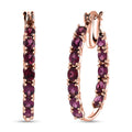 Tanzanian Wine Garnet Inside Out Hoop Earrings in 18K Vermeil Rose Gold Over Sterling Silver 5.40 ctw - Sticky add to cart bar