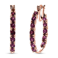 Tanzanian Wine Garnet Inside Out Hoop Earrings in 18K Vermeil Rose Gold Over Sterling Silver 5.40 ctw