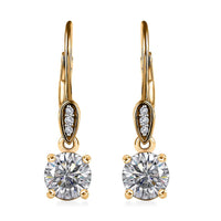 Moissanite Lever Back Earring in Vermeil Yellow Gold Over Sterling Silver 1.50 ctw