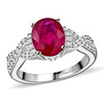 Niassa Ruby (FF), White Zircon Infinity Shank Ring in Platinum Over Sterling Silver (Size 10.0) 2.80 ctw - Sticky add to cart bar