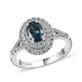 Luxoro 14K White Gold AAAA Monte Belo Indicolite, Diamond (G-H, I2) (0.45 cts) Double Halo Ring (Size 7.0) 1.30 ctw - Sticky add to cart bar