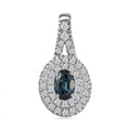 Luxoro 14K White Gold AAAA Monte Belo Indicolite and G-H I2 Diamond Double Halo Pendant without Chain 0.85 ctw - Sticky add to cart bar