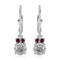 Moissanite , Anthill Garnet Solitaire Lever Back Earring in Platinum Over Sterling Silver 1.70 ctw - Sticky add to cart bar
