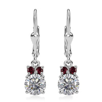 Moissanite , Anthill Garnet Solitaire Lever Back Earring in Platinum Over Sterling Silver 1.70 ctw