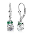 Moissanite and Kagem Zambian Emerald 1.70 ctw Lever Back Earring in Platinum Over Sterling Silver - Sticky add to cart bar