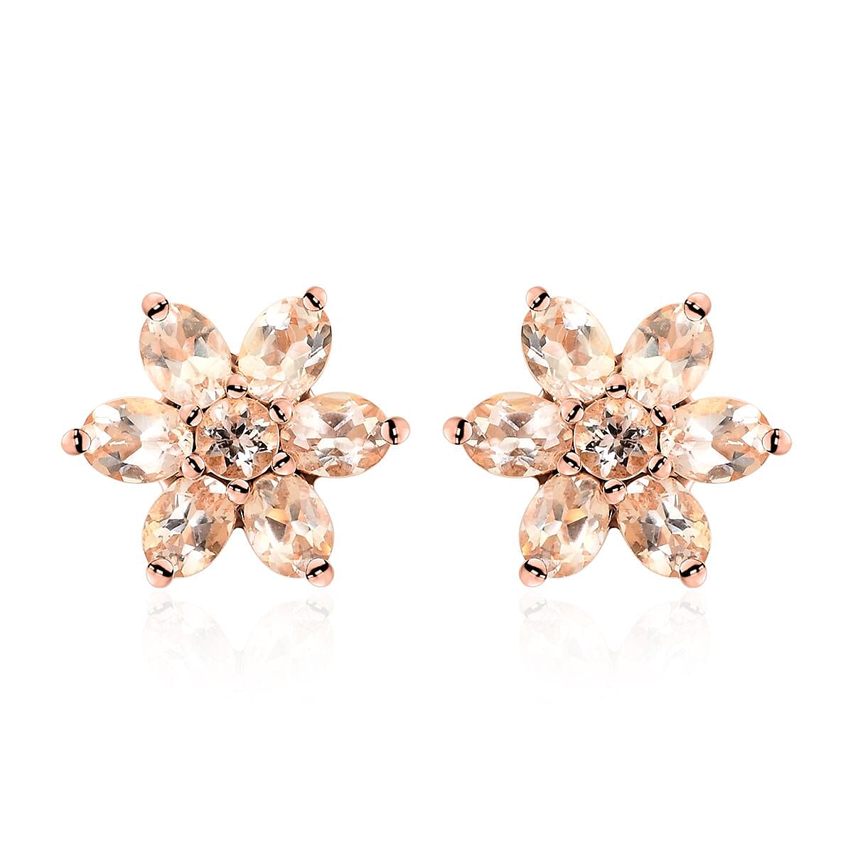 10K Rose Gold Marropino Morganite Stud Earrings 2.00 ctw