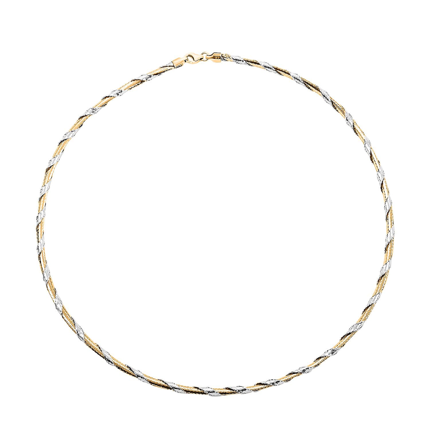 Seta Bicolor Italian 10K Yellow and White Gold Necklace 18 Inches 3.10 Grams