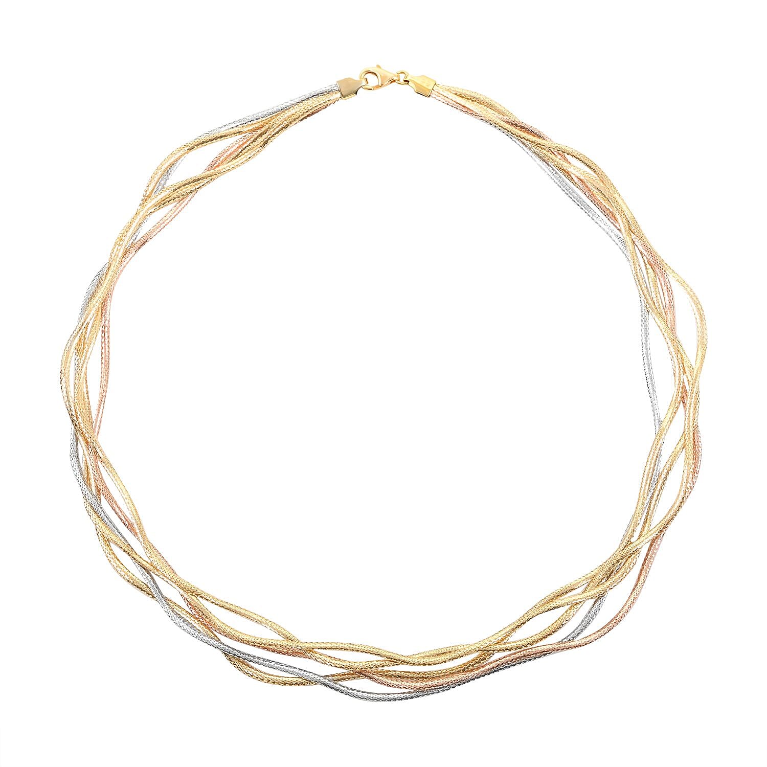 Mare Colorato Italian 10K Yellow, Rose and White Gold Necklace 18 Inches 4.40 Grams