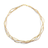 Mare Colorato Italian 10K Yellow, Rose and White Gold Necklace 18 Inches 4.40 Grams
