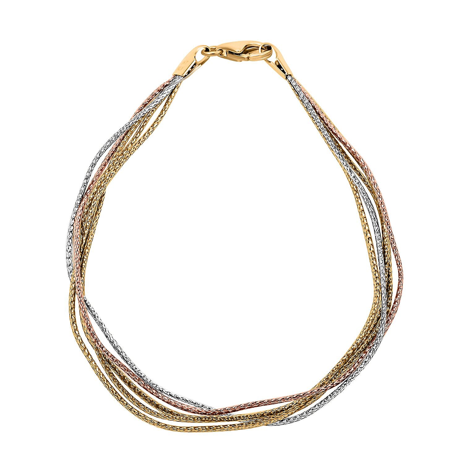 Mare Colorato Italian 10K Yellow, Rose and White Gold Bracelet (7.50 In) 2.40 Grams