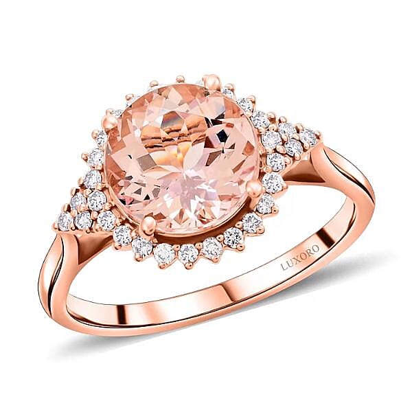 Certified & Appraised Luxoro 14K Rose Gold AAA Pink Morganite and G-H I2 Diamond Ring (Size 10.0) 2.75 ctw