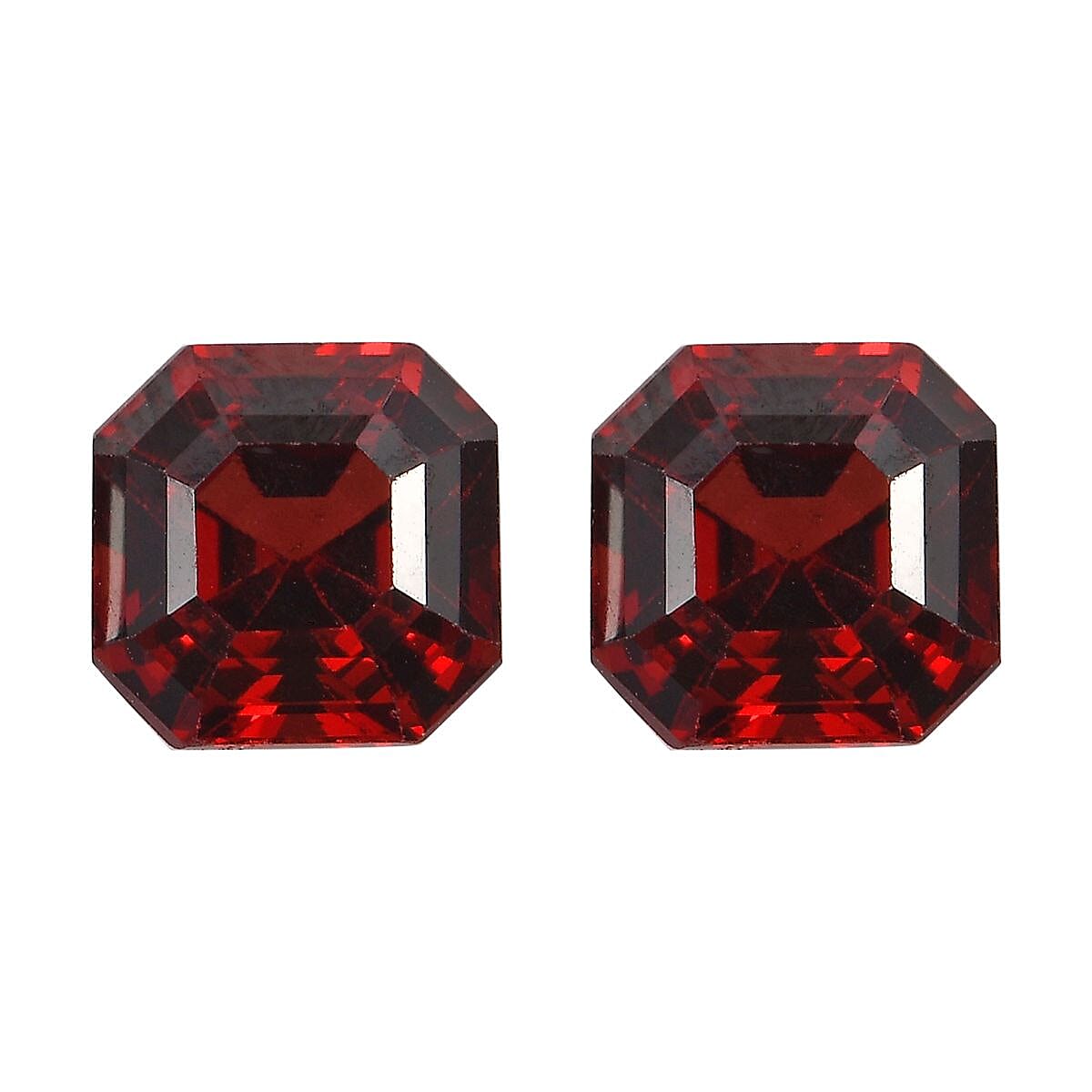 Asscher Cut Mozambique Garnet Set of 2 (Oct 6x6 mm) 2.91 ctw Loose gemstone