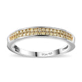 Natural Yellow Diamond (I3) Band Ring in Rhodium Over Sterling Silver (Size 10.0) 0.25 ctw - Sticky add to cart bar