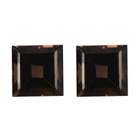 AA Brazilian Smoky Quartz Set of 2 (Sqr 10 mm) 7.64 ctw Loose Gemstone