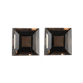 Brazilian Smoky Quartz Set of 2 (Sqr 9 mm) 6.15 ctw Loose Gemstone - Sticky add to cart bar