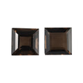 AA Brazilian Smoky Quartz Set of 2 (Sqr 9 mm) 6.46 ctw Loose Gemstone - Sticky add to cart bar