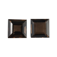 AA Brazilian Smoky Quartz Set of 2 (Sqr 9 mm) 6.46 ctw Loose Gemstone