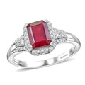 Niassa Ruby (FF) and White Zircon 2.75 ctw Ring in Rhodium Over Sterling Silver - Sticky add to cart bar
