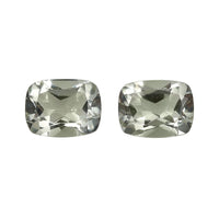 Montezuma Prasiolite Set of 2 (Cush 9x7 mm) 3.52 ctw Loose Gemstone