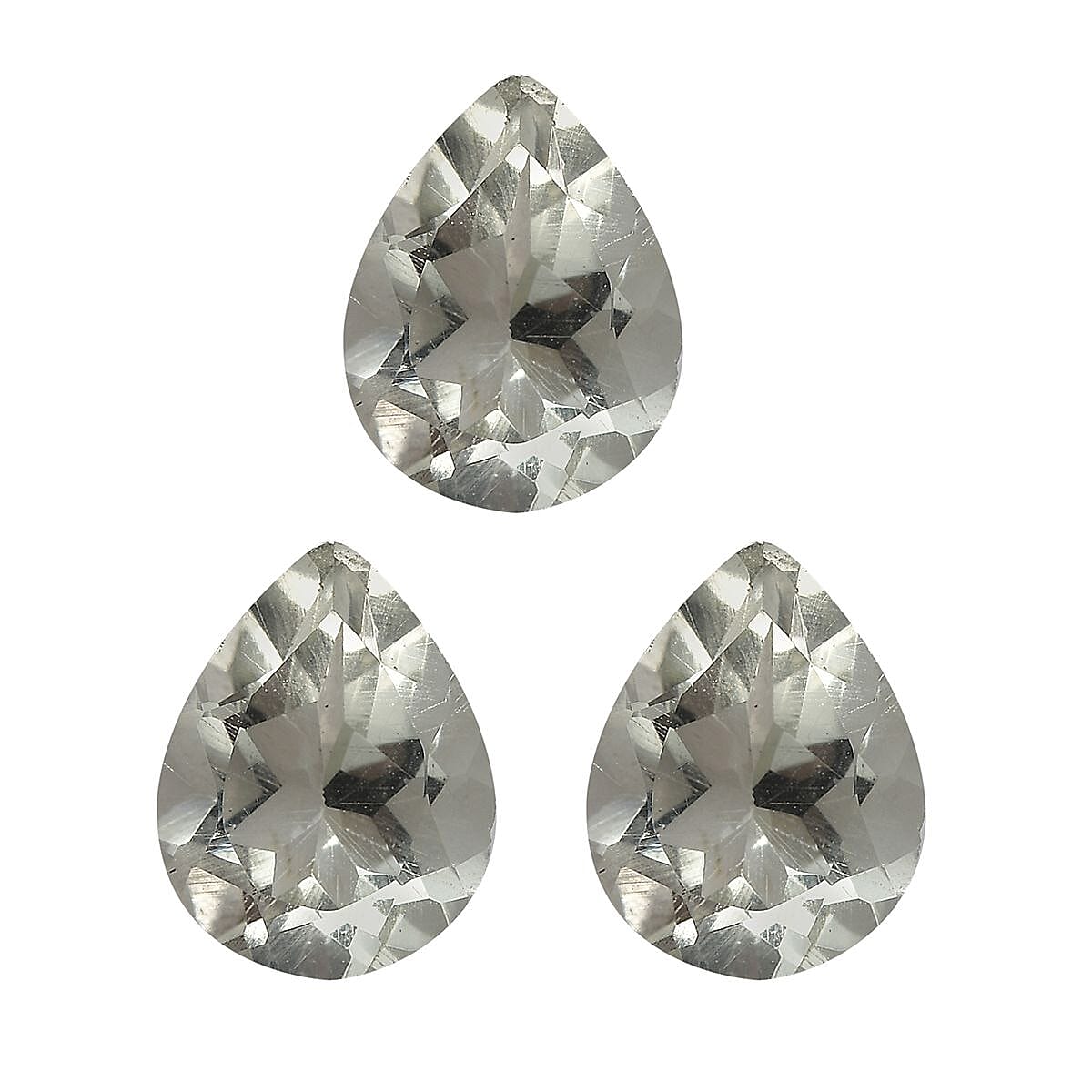 Montezuma Prasiolite Set of 3 (Pear 8x6 mm) 2.97 ctw Loose Gemstone
