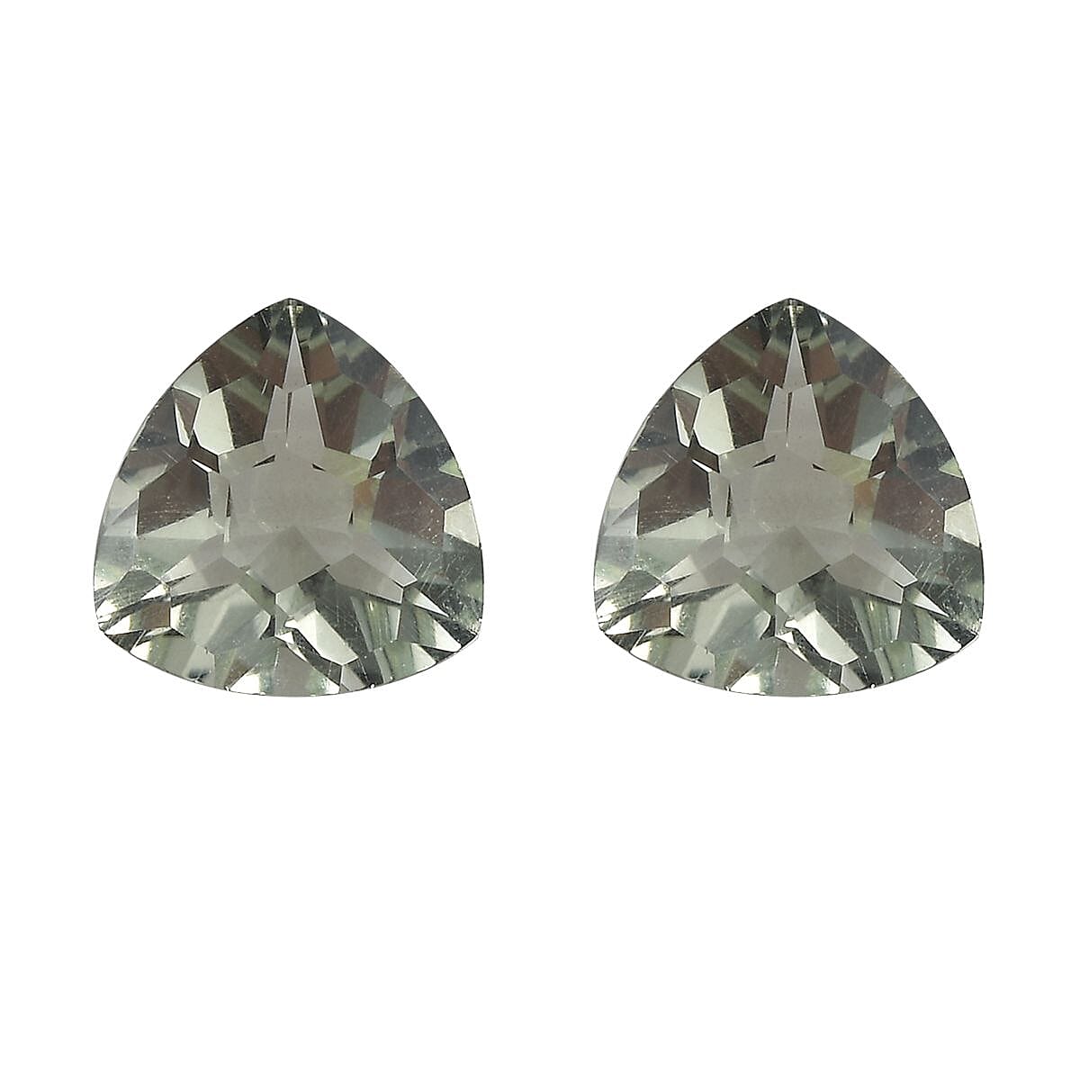 Montezuma Prasiolite Set of 2 (Trl 9 mm) 4.18 ctw Loose Gemstone