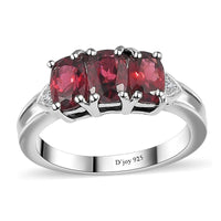 Premium Tanzanian Wine Garnet and White Zircon Ring in Rhodium Over Sterling Silver 2.20 ctw