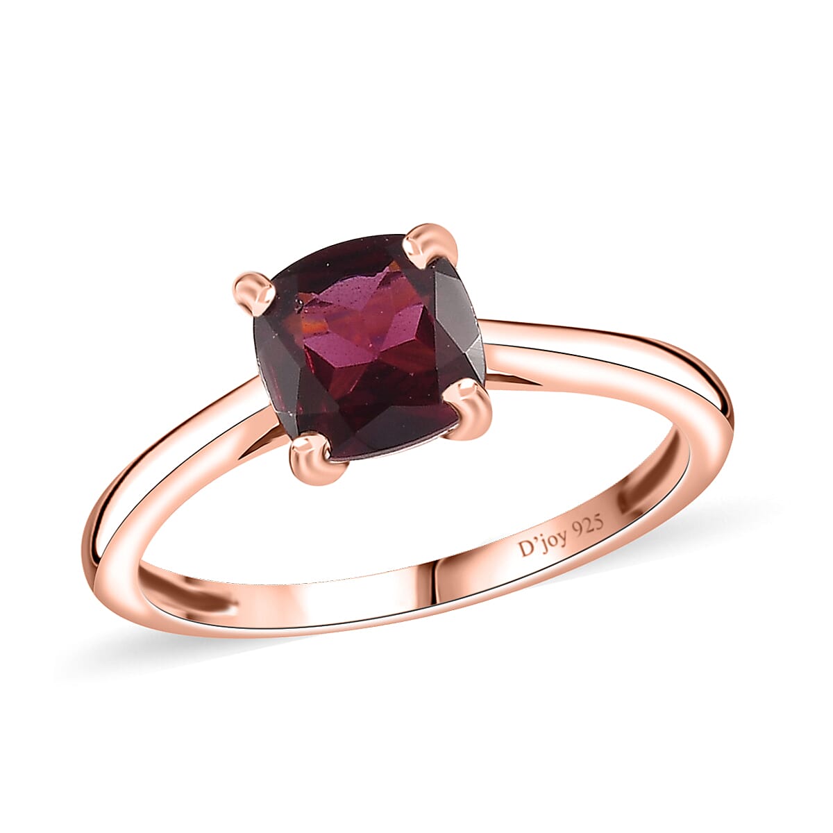 Tanzanian Wine Garnet Solitaire Ring in 18K Vermeil Rose Gold Over Sterling Silver (Size 7.0) 1.25 ctw