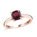 Tanzanian Wine Garnet Solitaire Ring in 18K Vermeil Rose Gold Over Sterling Silver (Size 7.0) 1.25 ctw - Sticky add to cart bar