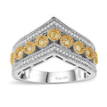 Natural Yellow Diamond (I3), White Diamond Ring in Rhodium Over Sterling Silver (Size 10.0) 0.50 ctw - Sticky add to cart bar