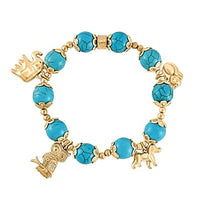 Blue howlite beads 148.20 ctw Bracelet in Goldtone (7.00-7.50 In)