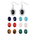 7pcs Interchangeable Multi Gemstone 56.00 ctw Earrings in Stainless Steel - Sticky add to cart bar