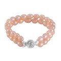 Peach Freshwater Cultured Pearl Bracelet in Rhodium Over Sterling Silver (7.50 In) - Sticky add to cart bar