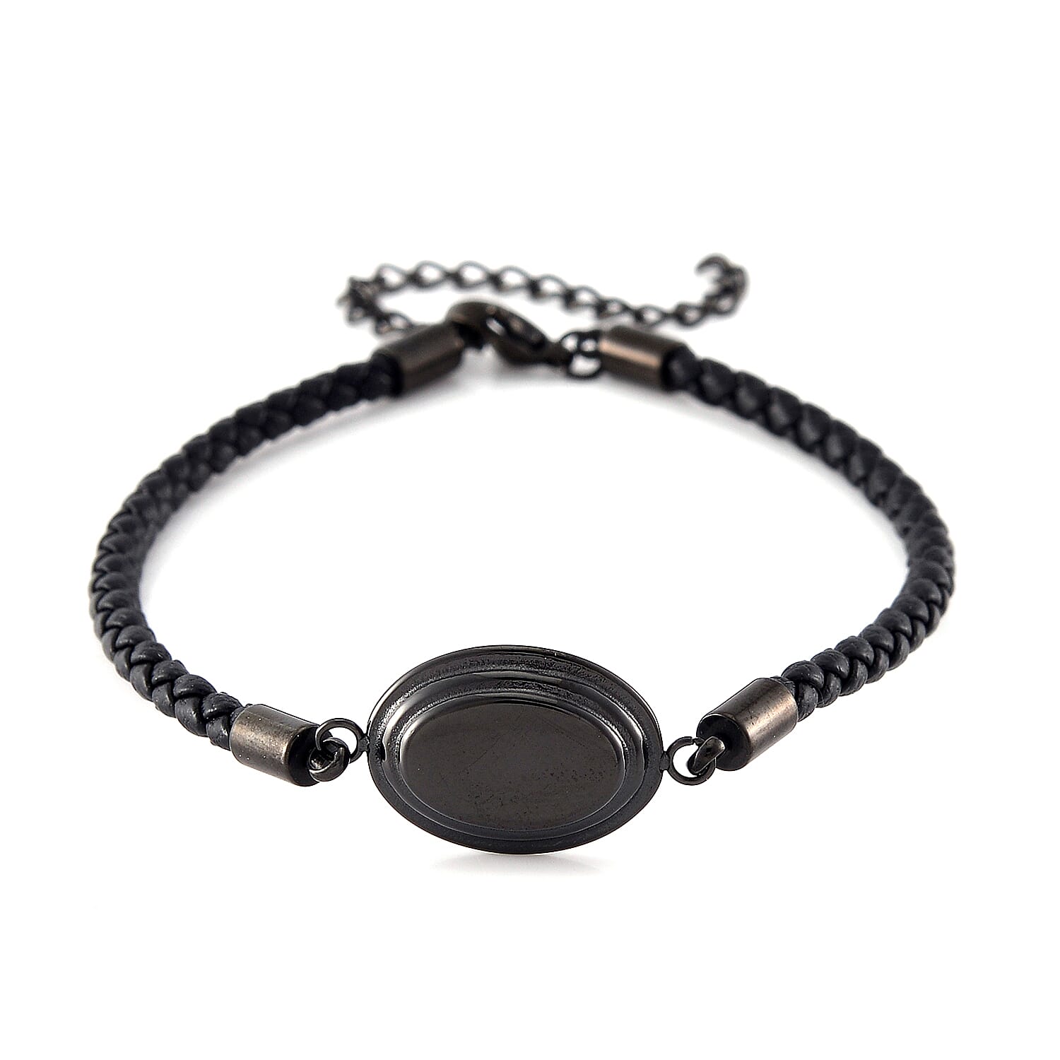 Togtag Bracelet in ION Plated Black Stainless Steel and Genuine Leather (7.50-9.50In)